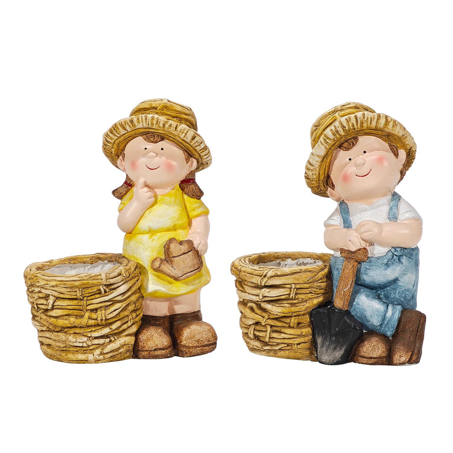 GT - Porta piante decorativo Cache-Pot Bimbo e Bimba - h32,5x23,5x14 cm